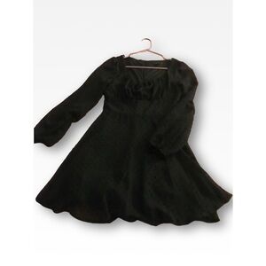 Elegant Black Sundress with Long Bishop Sleeves for Cocktail
